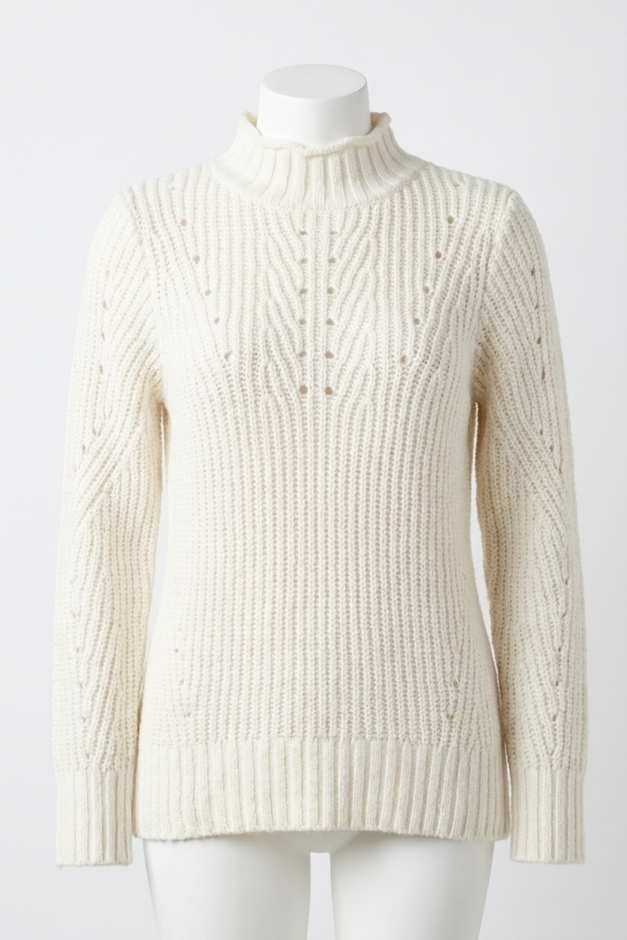NEW KENSIE punk yarn long sleeve mock neck sweater in white